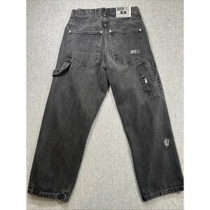 Y2K Vintage Southpole Baggy Carpenter Black Pants Jeans Mens Size 31x30 Faded